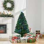 Albero di Natale a Fibre Ottiche 120cm Albero di Natale Artificiale con 16 Luci LED di 3 Colori e Rami in PVC