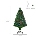 Albero di Natale a Fibre Ottiche 120cm Albero di Natale Artificiale con 16 Luci LED di 3 Colori e Rami in PVC