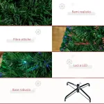 Albero di Natale a Fibre Ottiche 120cm Albero di Natale Artificiale con 16 Luci LED di 3 Colori e Rami in PVC