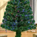 Albero di Natale a Fibre Ottiche 120cm Albero di Natale Artificiale con 16 Luci LED di 3 Colori e Rami in PVC