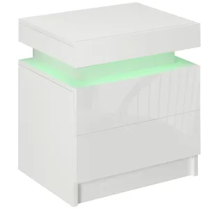 Oigger Comodino con luce LED RGB incorporata con 2 cassetti