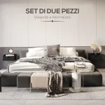 Set 2 Comodini Sospesi in Truciolato Nero per Camera da Letto e Soggiorno