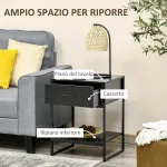 Comodino Moderno con Cassetto e Ripiano Aperto per Camera da Letto e Soggiorno