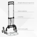 Carrello Portapacchi Pieghevole a 6 Ruote max 70 kg con Fune e Maniglia Estraibile