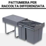 Pattumiera Estraibile con 3 Contenitori per Raccolta Differenziata