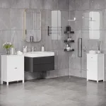 Mobiletto Armadietto 2 Cassetti Design Anti-Ribaltamento da Bagno in MDF 43 x 34 x 77cm Bianco