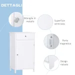 Mobiletto Armadietto 2 Cassetti Design Anti-Ribaltamento da Bagno in MDF 43 x 34 x 77cm Bianco