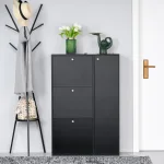 Mobile Portascarpe con 8 Scomparti Legno 80 x 24 x 120cm Nero