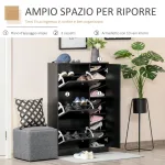 Mobile Portascarpe con 8 Scomparti Legno 80 x 24 x 120cm Nero