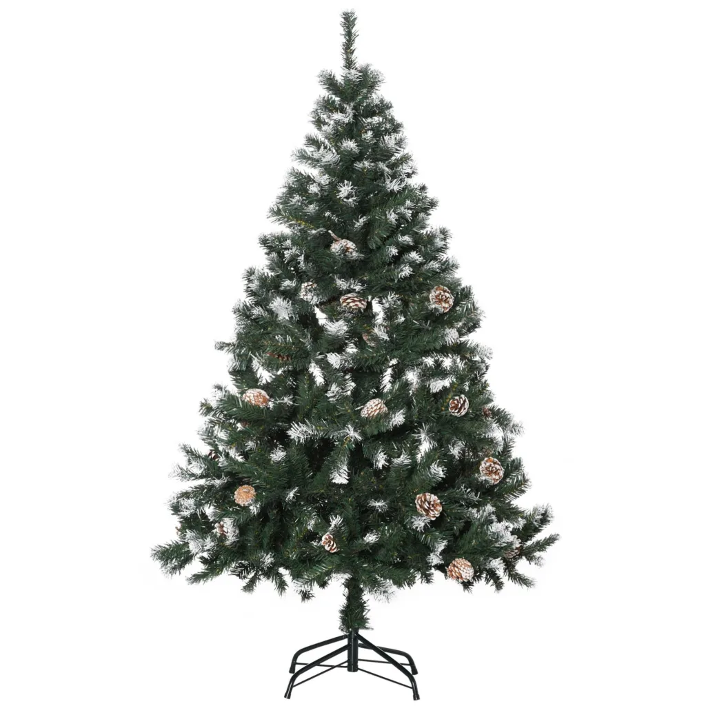 Oigger Albero di Natale Artificiale Innevato 150cm con 676 Rami e Pigne