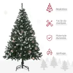 Albero di Natale Artificiale Innevato 150cm con 676 Rami e Pigne