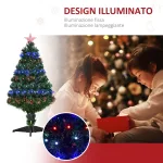 Albero di Natale Artificiale 90cm in PVC con 90 Luci LED e Fibre Ottiche