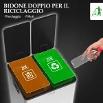 Bidone Immondizia a 2 Sezioni da 20L con Chiusura Silenziosa