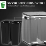 Bidone Immondizia a 2 Sezioni da 20L con Chiusura Silenziosa