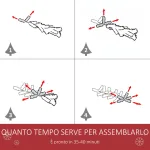 Albero di Natale 210cm Artificiale Pieghevole con Base Rimovibile