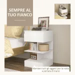 Comodino Moderno in Truciolato e MDF con un Cassetto e 2 Ripiani