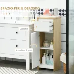 Mobile Bagno con Cassetto e Armadietto con Ripiano Regolabile Interno