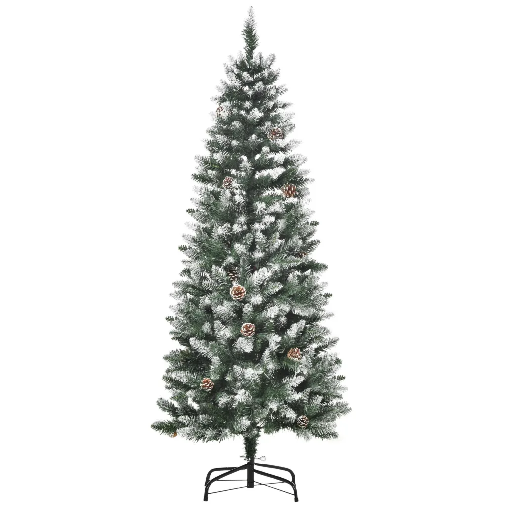 Oigger Albero di Natale Innevato da 150 cm con 464 Rami e 28 Pigne in Plastica e Metallo