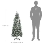 Albero di Natale Innevato da 150 cm con 464 Rami e 28 Pigne in Plastica e Metallo