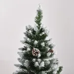 Albero di Natale Innevato da 150 cm con 464 Rami e 28 Pigne in Plastica e Metallo