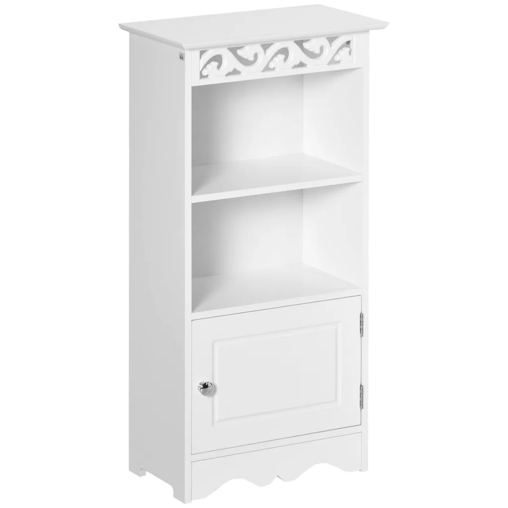 Oigger Mobiletto da terra  e un Armadietto 2 Ripiani Anta in MDF Bianco Bagno MDF 40L x 23P x 80A cm Bianco