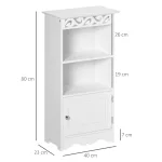 Mobiletto da terra  e un Armadietto 2 Ripiani Anta in MDF Bianco Bagno MDF 40L x 23P x 80A cm Bianco