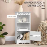 Mobiletto da terra  e un Armadietto 2 Ripiani Anta in MDF Bianco Bagno MDF 40L x 23P x 80A cm Bianco