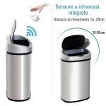 Elegante Bidone pattumiera In acciaio inox con sensore elettronico di apertura 30L