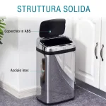 Elegante Bidone pattumiera In acciaio inox con sensore elettronico di apertura 30L