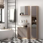 Mobile da Bagno con 2 Armadietti e 6 Ripiani