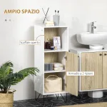 Mobile Bagno con Ripiano Aperto e Armadietto con Anta in Legno