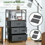 Mobile Cassettiera Multiuso con 4 Cassetti Pieghevoli in Tessuto