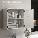 Armadietto Pensile Bagno in Legno Stile Country con Ripiano Regolabile