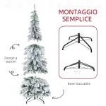 Albero di Natale Innevato 180cm con 523 Rami e Base in Acciaio per Interni