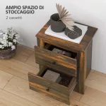 Comodino con 2 Cassetti dallo stile Rustico in Legno