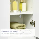 Colonna Bagno con Cassetto e 2 Armadietti Bianco Lucido