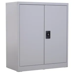 Oigger Armadietto Mobile Ripiano Regolabile Chiusura di Sicurezza per Casa Ufficio Garage Acciaio 80x40x92.5cm Grigio