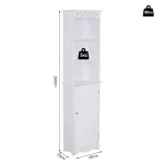 Mobiletto del Bagno a Torre 3 Ripiani Regolabili su 3 Livelli e 1 Ampio Armadietto Inferiore Manopole sull'Anta MDF Bianco 40x23x160cm