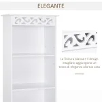 Mobiletto del Bagno a Torre 3 Ripiani Regolabili su 3 Livelli e 1 Ampio Armadietto Inferiore Manopole sull'Anta MDF Bianco 40x23x160cm