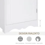 Mobiletto del Bagno a Torre 3 Ripiani Regolabili su 3 Livelli e 1 Ampio Armadietto Inferiore Manopole sull'Anta MDF Bianco 40x23x160cm