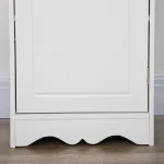 Mobiletto del Bagno a Torre 3 Ripiani Regolabili su 3 Livelli e 1 Ampio Armadietto Inferiore Manopole sull'Anta MDF Bianco 40x23x160cm