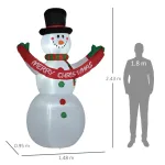 Pupazzo di Neve Gonfiabile Gigante Alto 243cm con Luci a LED Decorazione da Esterno o Giardino