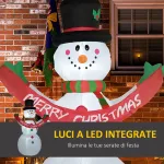 Pupazzo di Neve Gonfiabile Gigante Alto 243cm con Luci a LED Decorazione da Esterno o Giardino