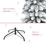 Albero di Natale Innevato a 3 Sezioni con 490 Rami in Metallo e Plastica