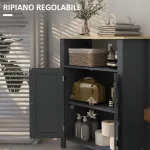 Mobiletto Bagno a 3 Ripiani in MDF e Truciolato con Ripiano Interno Regolabile