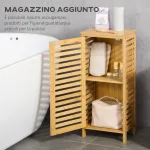 Armadietto Bagno in Bambù con Ripiano Interno Regolabile