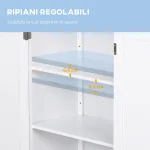 Mobiletto Multiuso Salvaspazio con Armadietto 2 Ripiani 2 Ante Maniglie in MDF 60 x 30 x 80cm Bianco