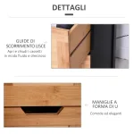 Colonna Bagno con 2 Cassetti e 3 Vani Aperti in Legno MDF e Bambù 30x30x144.3 cm