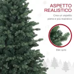 Albero di Natale Artificiale 150 cm Realistico con 994 Rami e Base in Resina