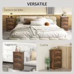 Comodino con 3 Cassetti dallo stile Rustico in Legno